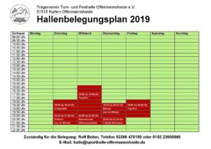Hallenbelegungsplan